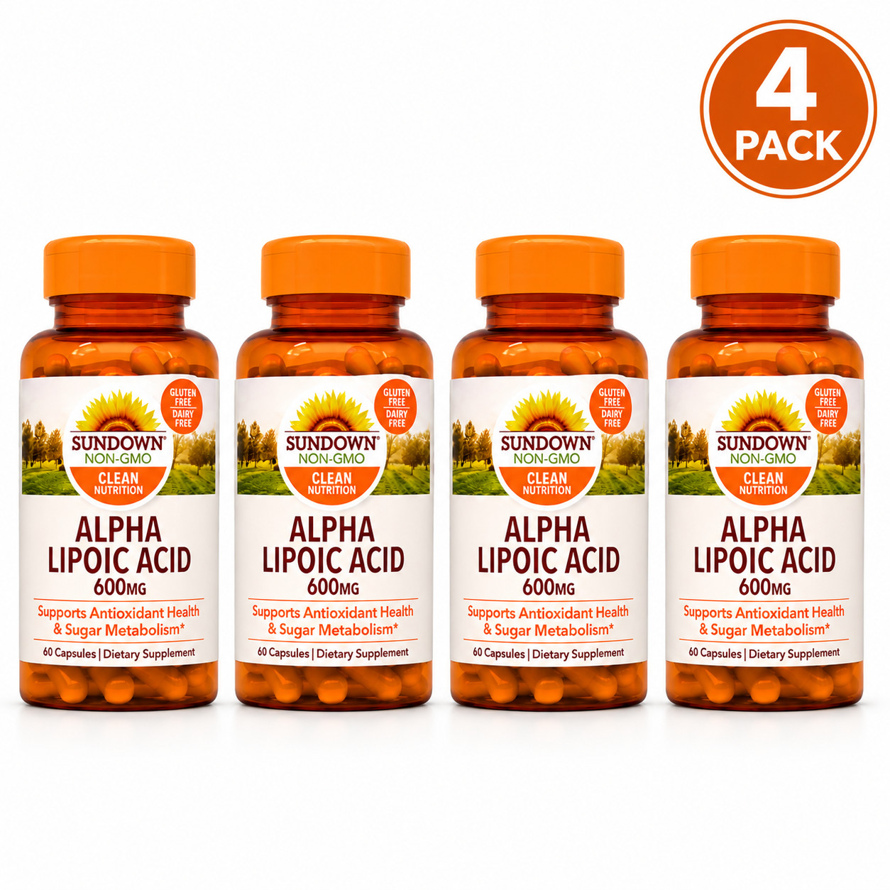 Sundown Non-GMO Alpha Lipoic Acid 600mg Antioxidant Support 4 Pack Exp: 07/26