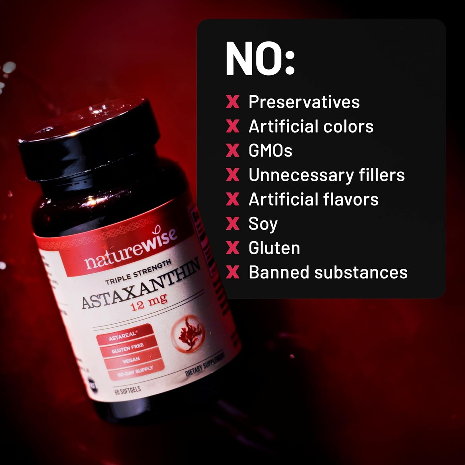NatureWise Triple Strength Astaxanthin 12mg with AstaReal® – Vegan Antioxidant S