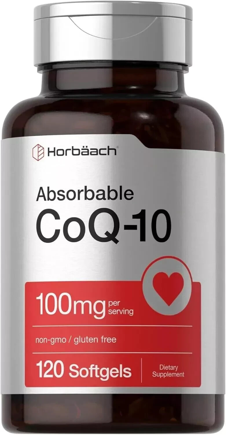 CoQ10 100mg Softgels | 120 Count | Non-GMO and Gluten Free | By Horbaach