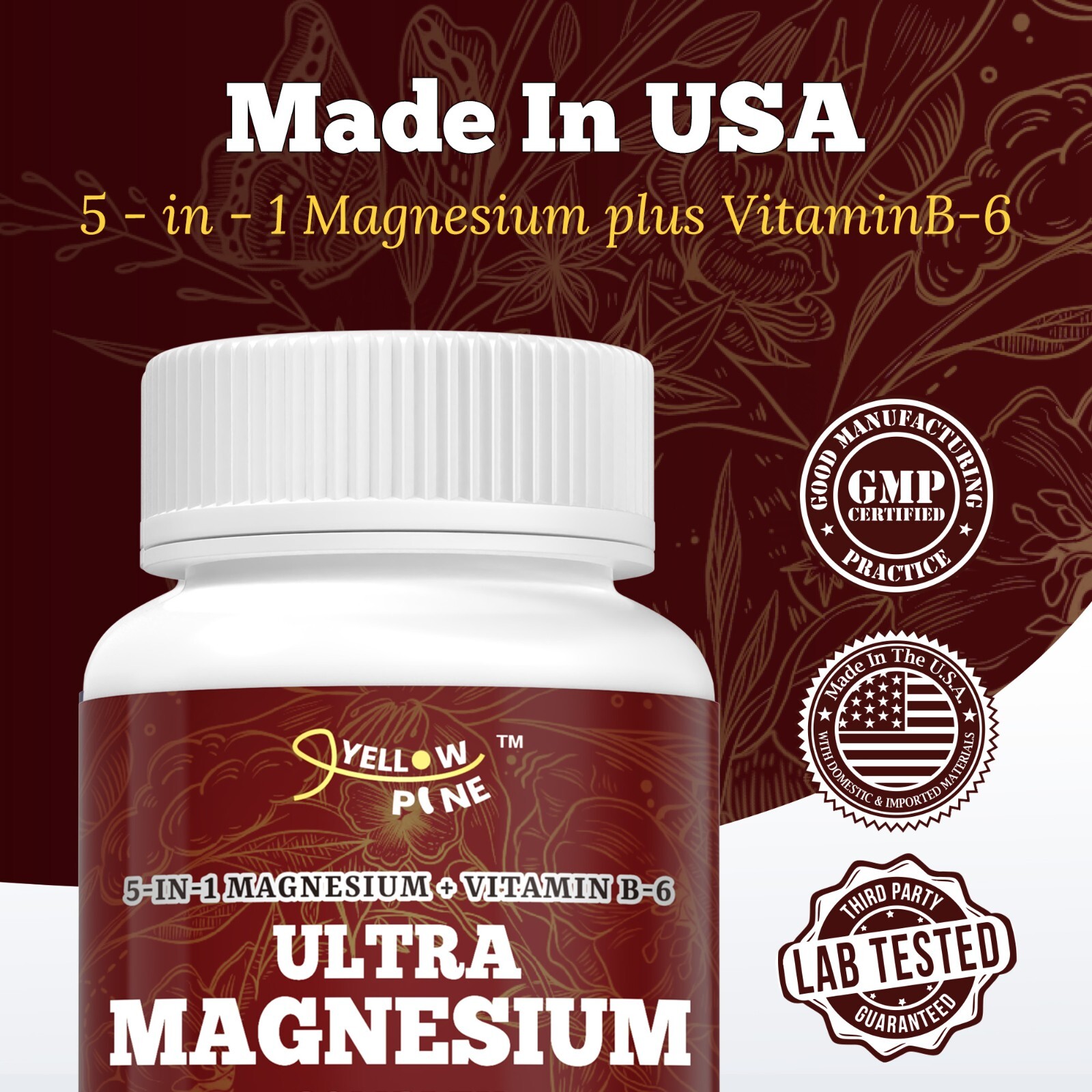 Buy 2 Get 1 Free, 5-in-1 Magnesium Complex + Vitamin B6