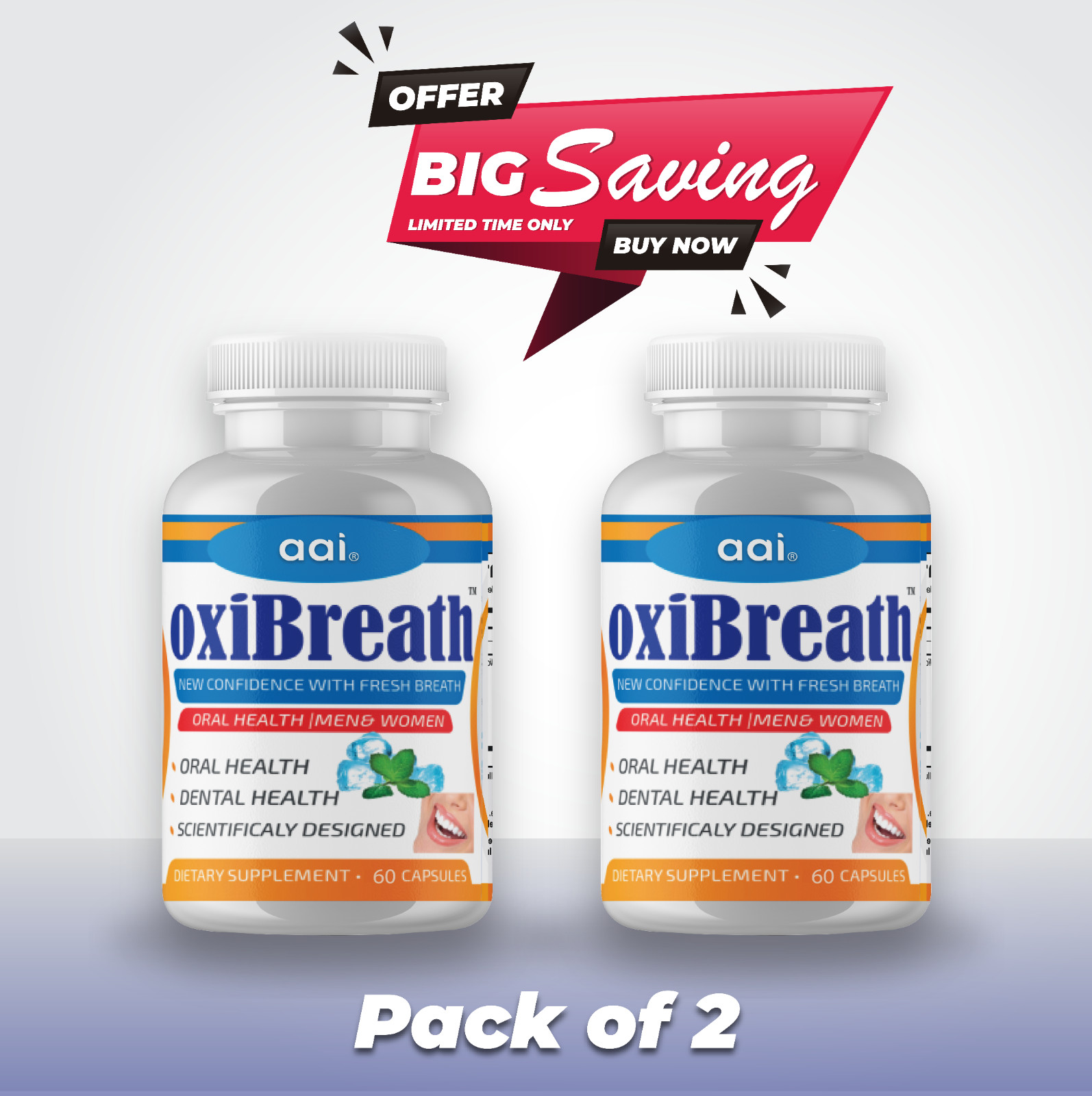 Combo Pack OxiBreath Breath Freshener,Bad Breath Odor Supplement for Men &Women