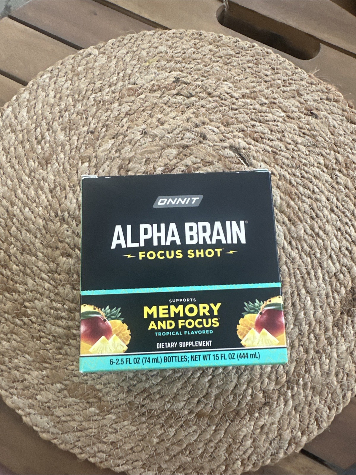 Onnit• ALPHA BRAIN • FOCUS SHOT • Tropical Flavor – 6- 2.5 Fl Oz BOTTLES 12/25