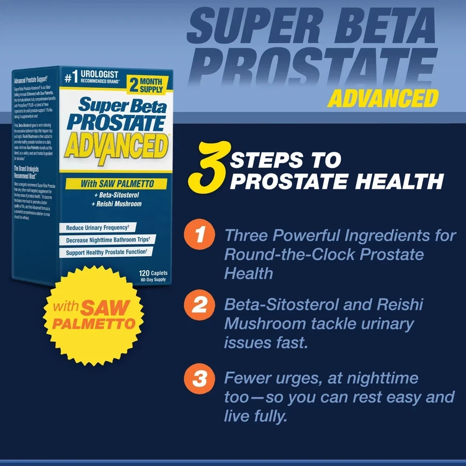 3 Pack_Super Beta Prostate Advanced with Saw Palmetto 120 Capsules Free Shipping