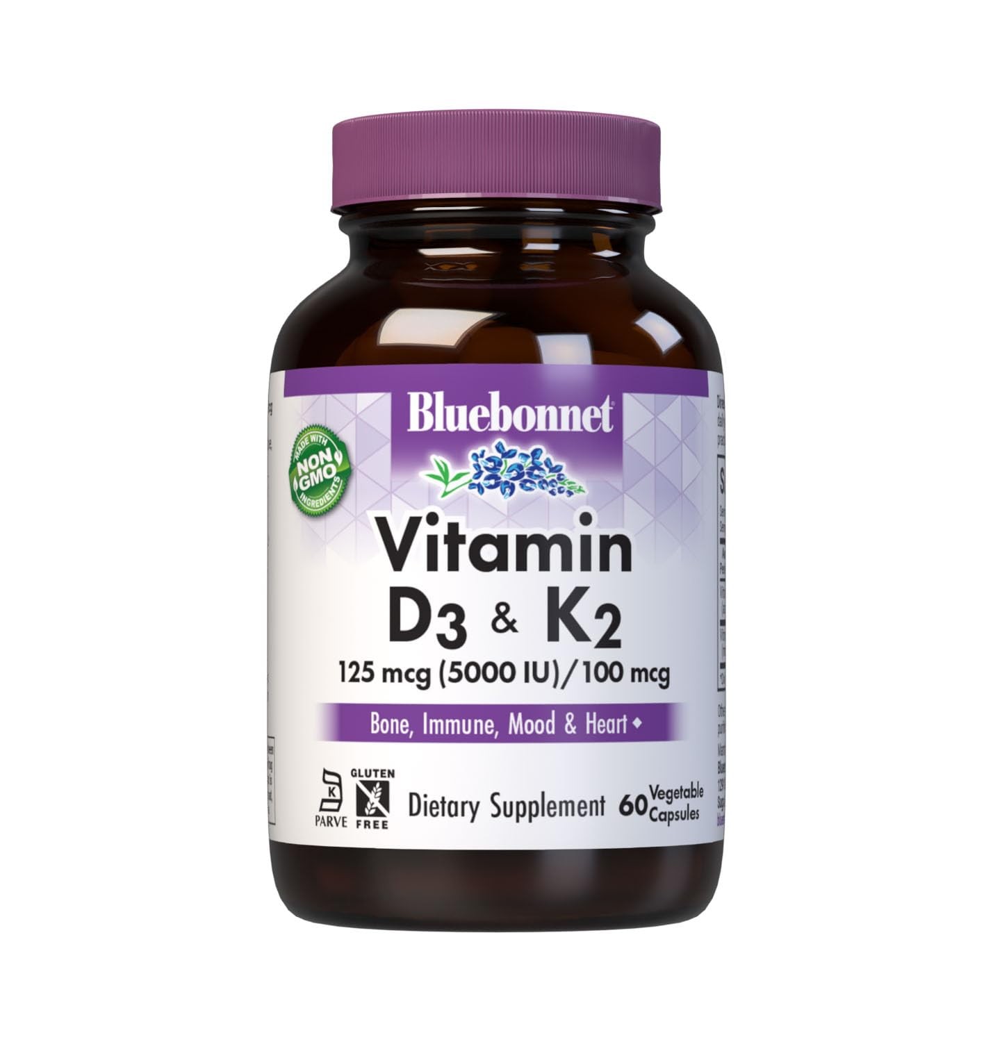 Bluebonnet Nutrition Vitamin D3 & K2, 1 Count (Pack of 60), No Color