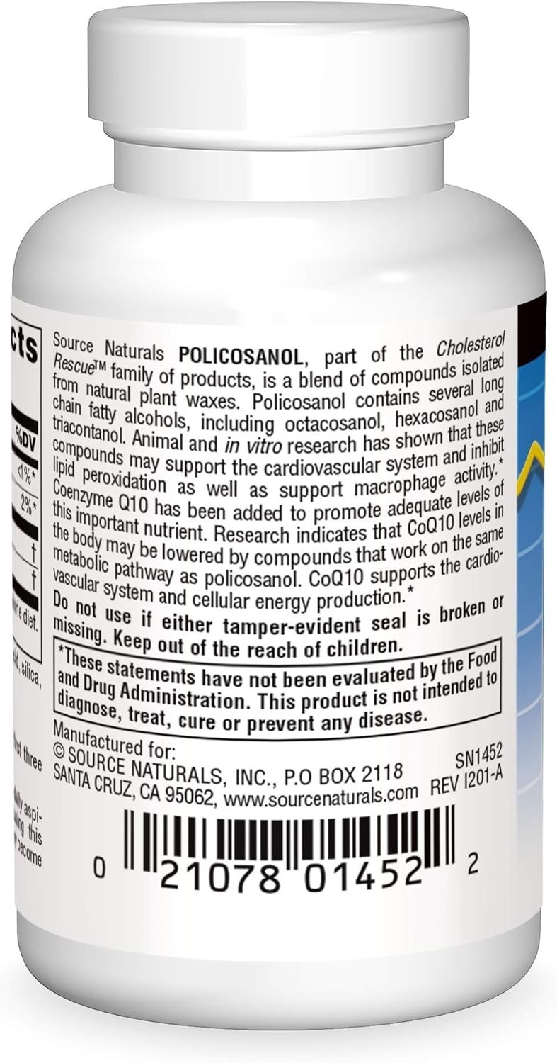 Policosanol 10 Mg with Coenzyme Q10 – 60 Vegetarian Tablets for Optimal Health