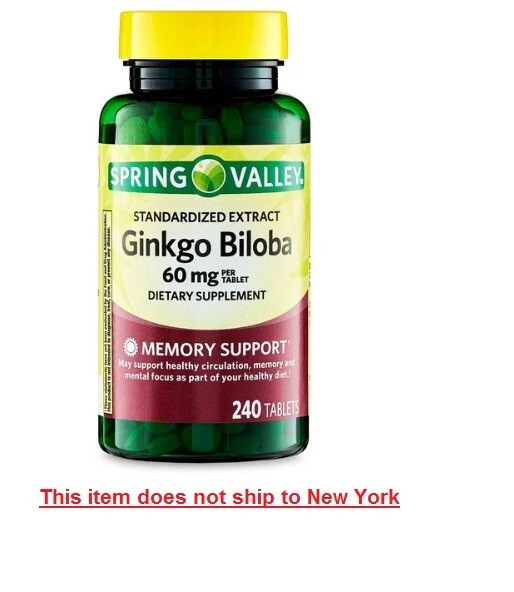 Spring Valley Standardized Extract Ginkgo Biloba Tablets 60 mg 240 Count