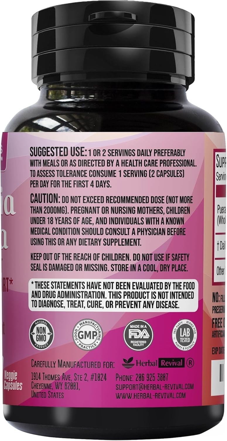 Pueraria Mirifica Capsules 2000mg Daily – Breast Enhancement Pills and Estrogen