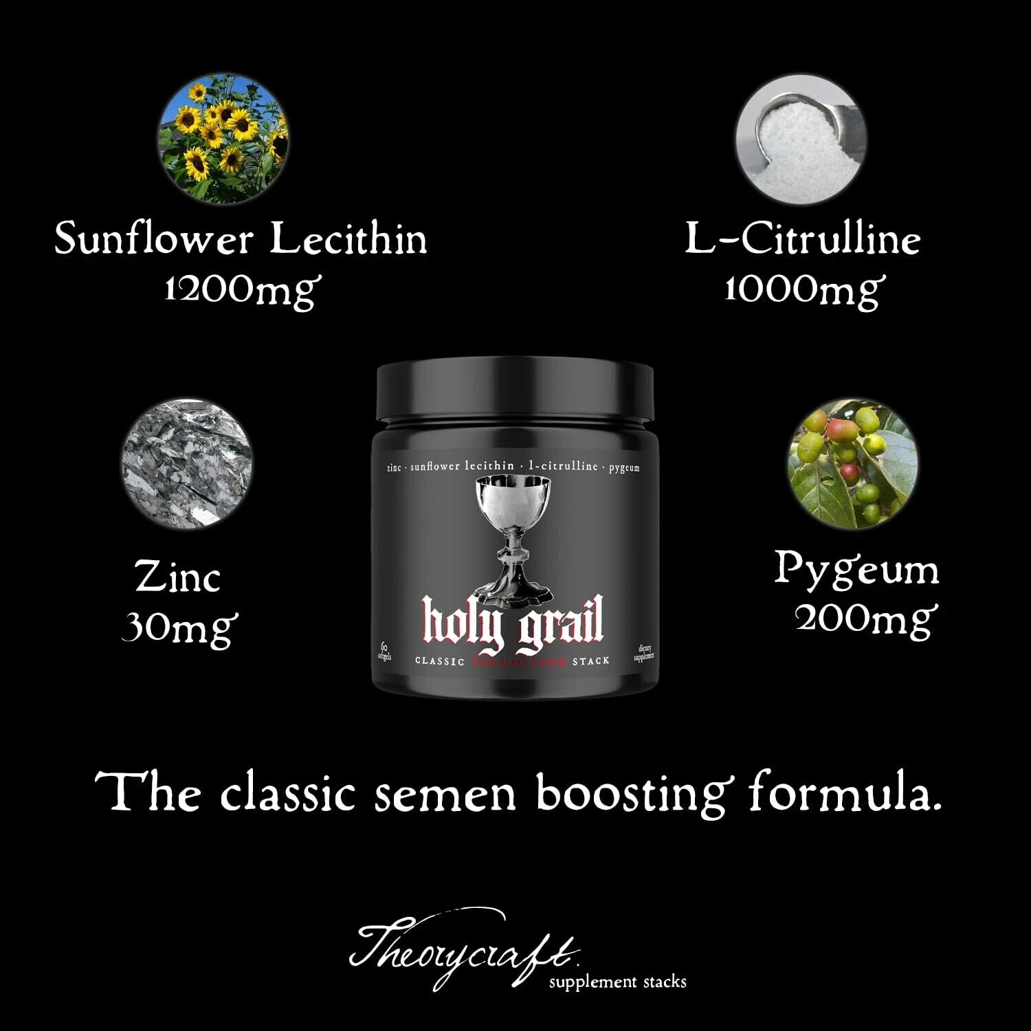 Holy Grail – Classic Semen Volume Booster Stack | Softgel = Higher Bio – 60 Ct