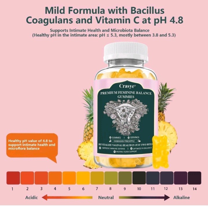 Premium Feminine PH Balance Gummies Hawaiian Pineapple 60 Gummies – 30 Servings