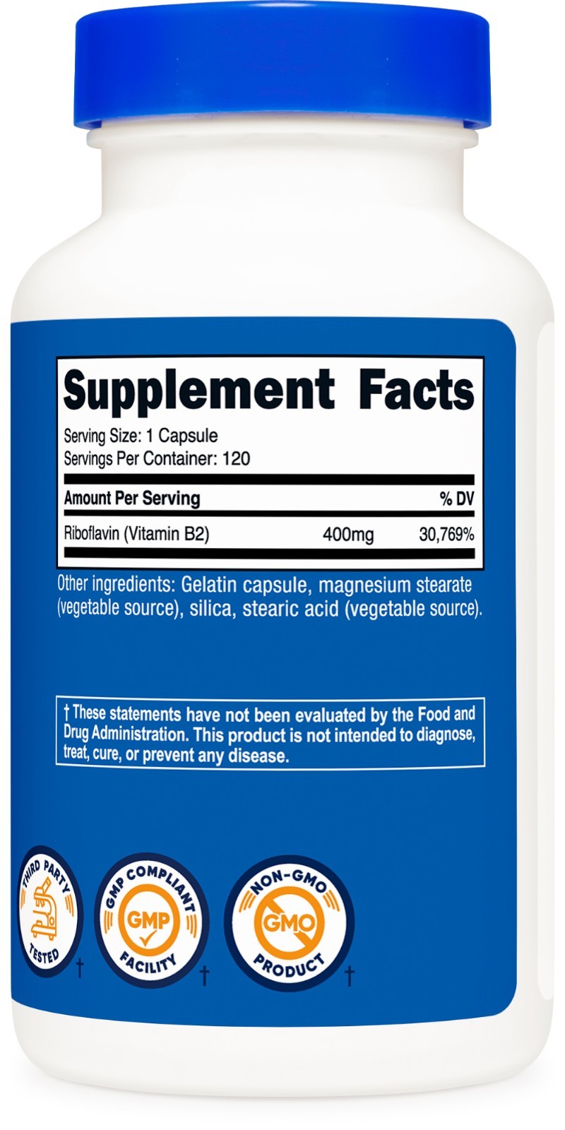 Nutricost Vitamin B2 (Riboflavin) 400mg, 120 Capsules – Gluten Free, Non-GMO