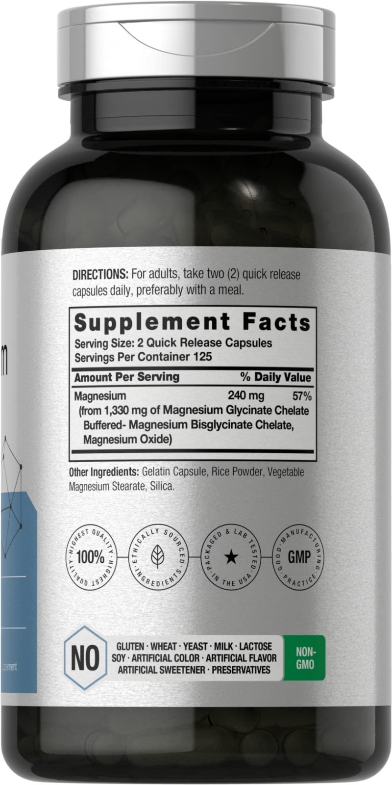 Horbaach Magnesium Glycinate 1330mg | 250 Capsules | Buffered with Chelated M…