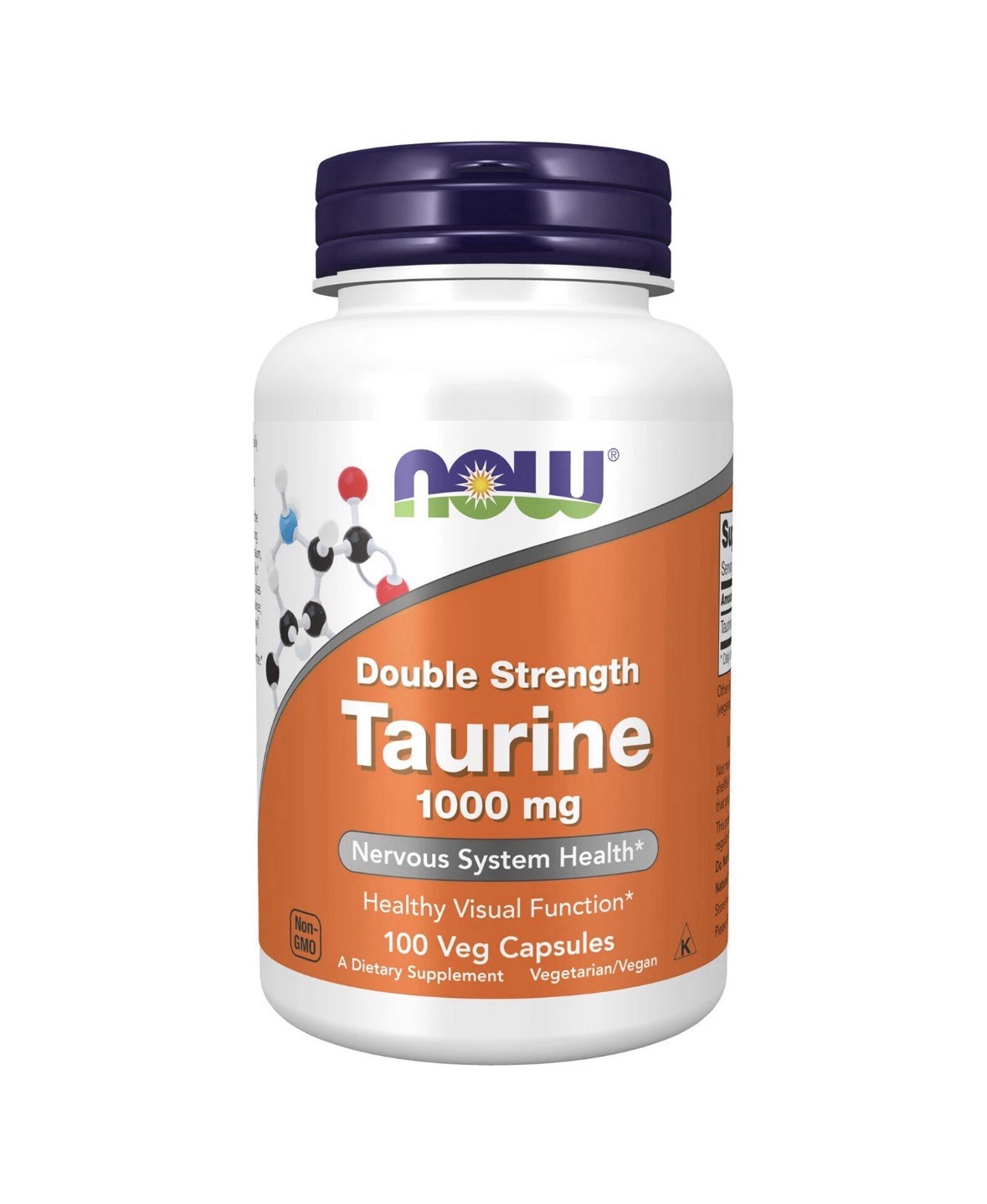 NOW FOODS Taurine Double Strength 1000 mg 100 Veg Capsules Exp 7/27