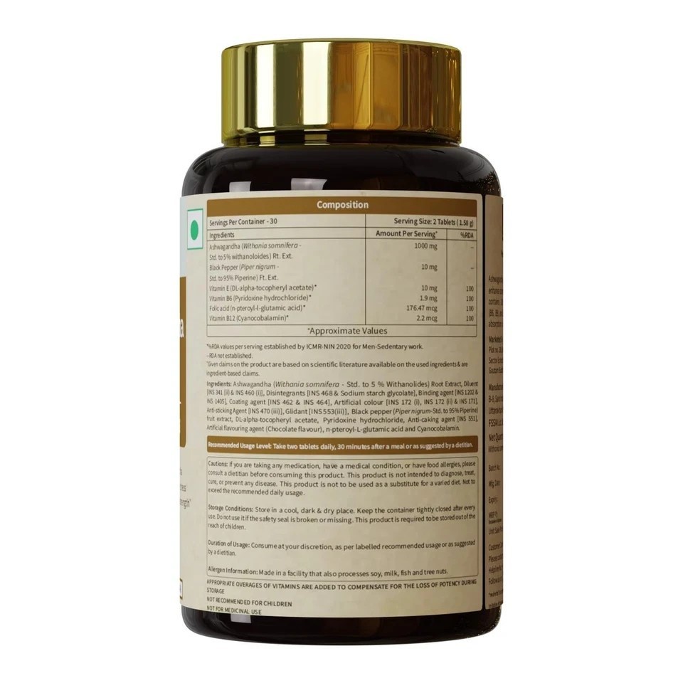 Ashwagandha 1000mg Tablets | Manage Anxiety & Stress Relief | (Pack of 2) M696