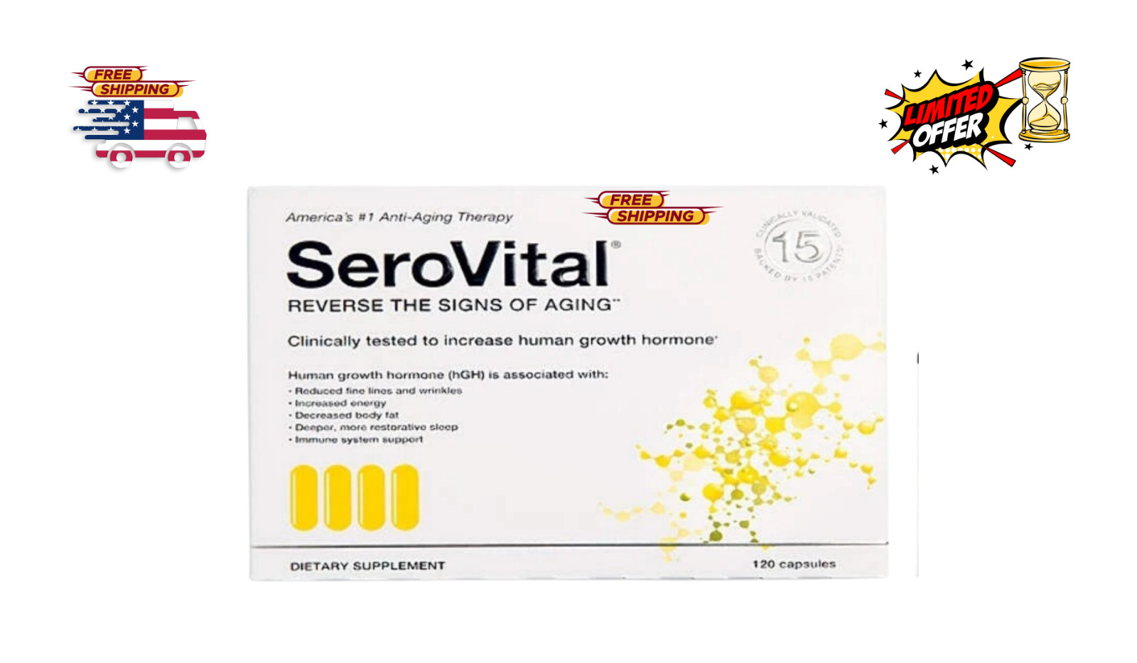 SeroVital Anti Aging Dietary Supplement 120 Capsules | Daily Wellness Formula