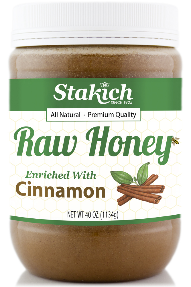 40 oz Cinnamon Enriched Raw Honey Farm Produced Pure Tasty Natural Gluten Free