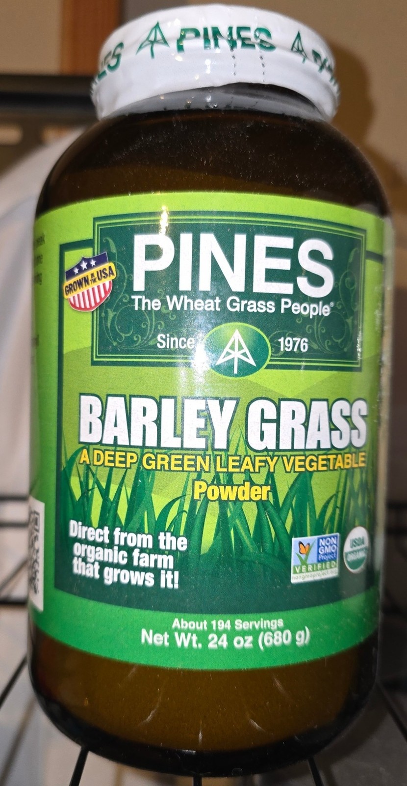 PINES Organic Barley Grass Powder Supplement 24 oz 194 Servings Exp 01/30