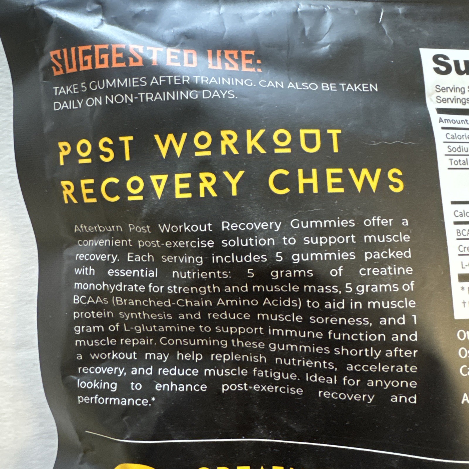 After Burn 5 G Creatine Monohydrate Chews BCAAs & L-Glutamine Gummies Recovery