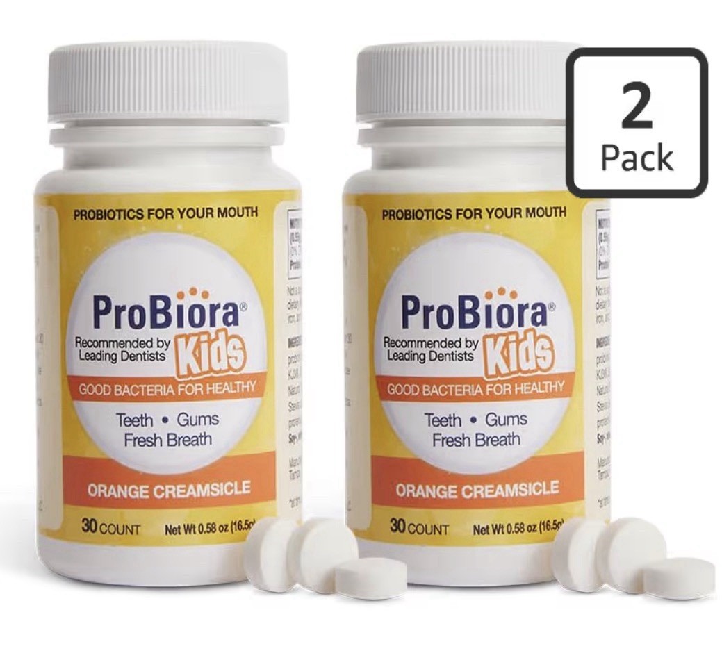 2 Pack ProBiora Kids Probiotic Oral Care Gum Teeth Health Chewable Orange