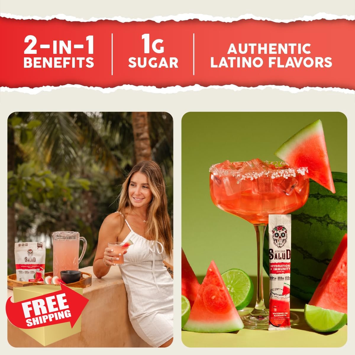 Salud Hydration + Immunity Packets Watermelon Margarita Elderberry 15 Servings
