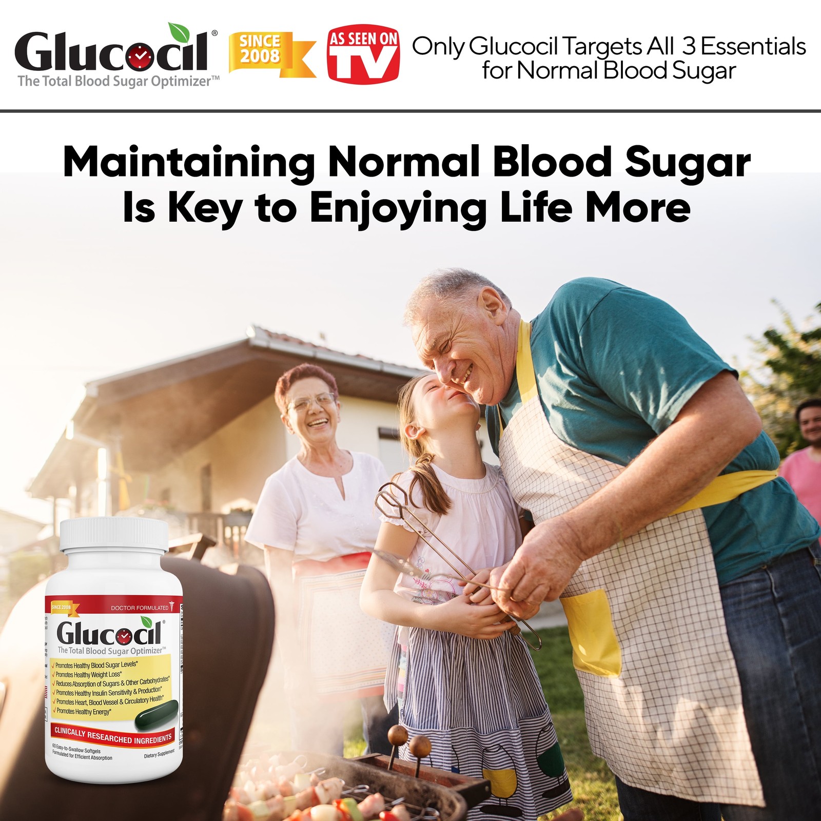 Glucocil Premium Blood Sugar Support Dietary Supplement Softgels, 60 Count