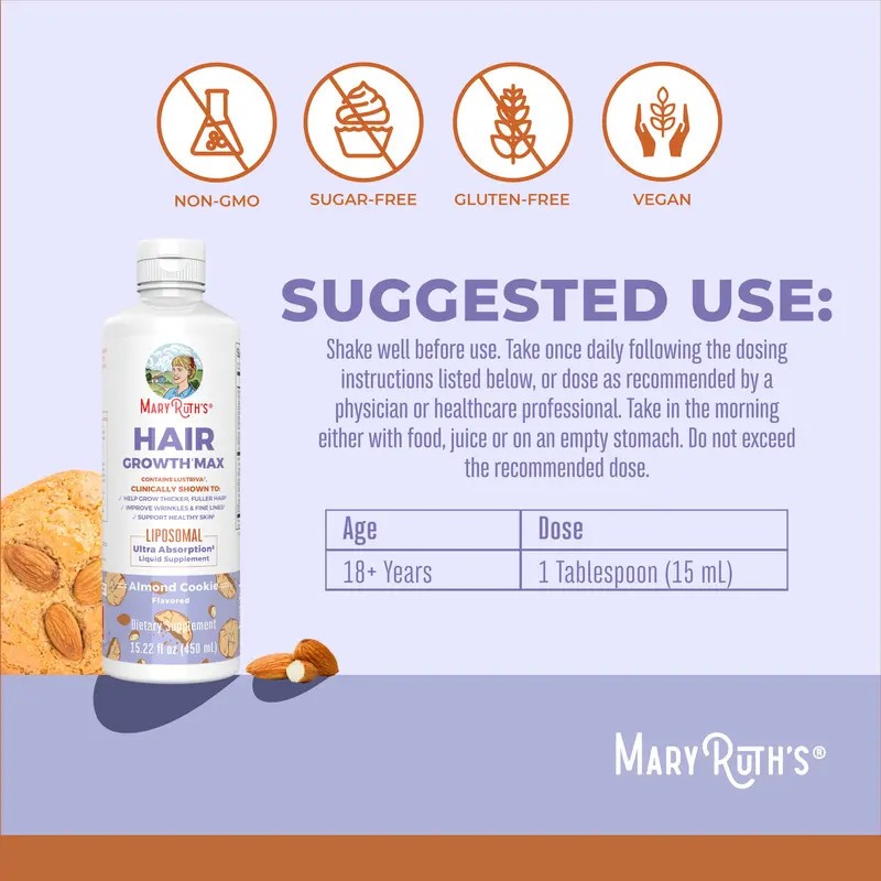 MaryRuth Organics Womens Hair Growth MAX Liposomal | with Lustriva® + Biotin