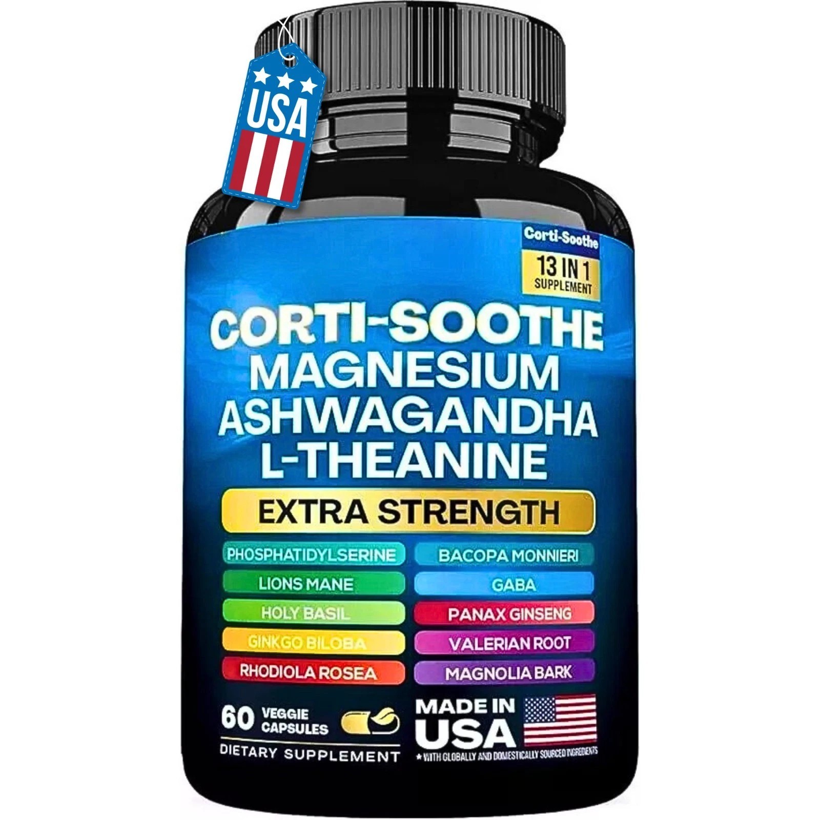 CORTI-SOOTHE Cortisol Relieve Ashwagandha L-theanine – Magnesium Stress-2PCS