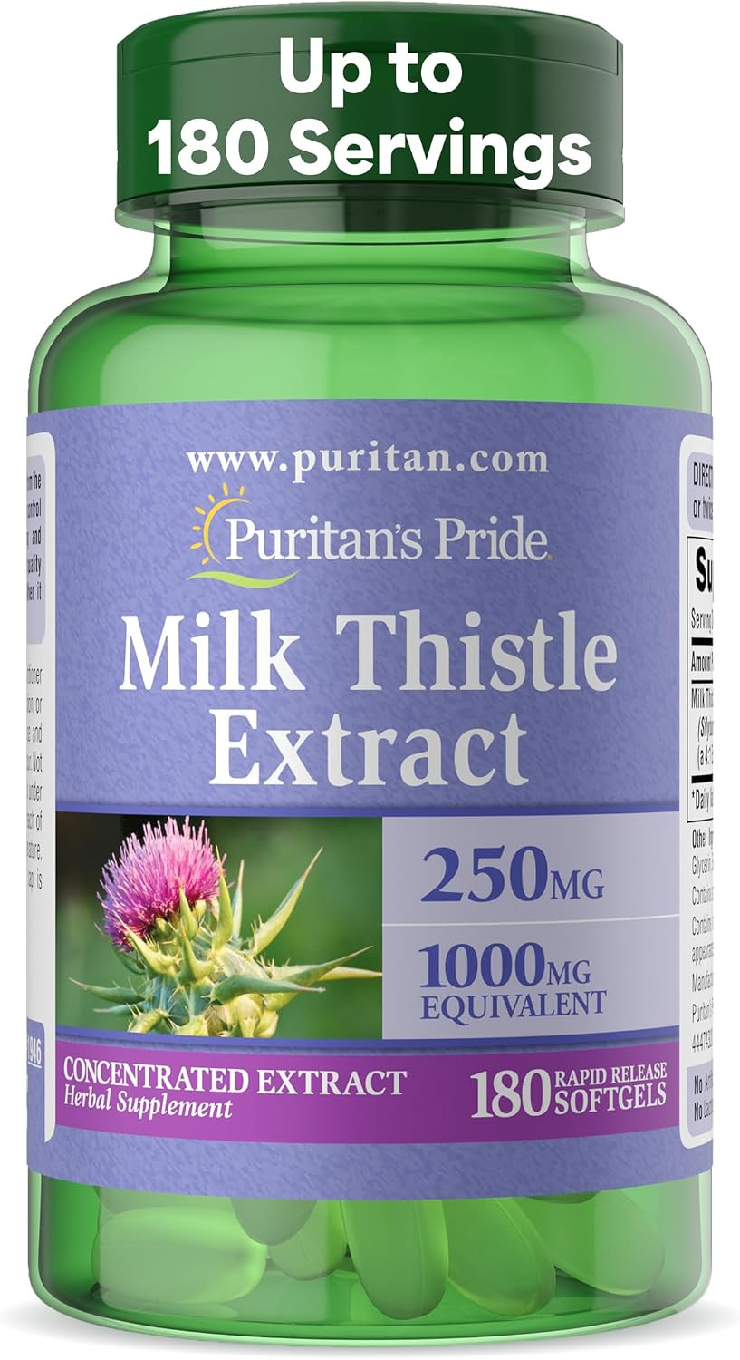 Milk Thistle 4:1 Extract 1000 Mg (Silymarin) Softgels,For Liver Support ,180 Co