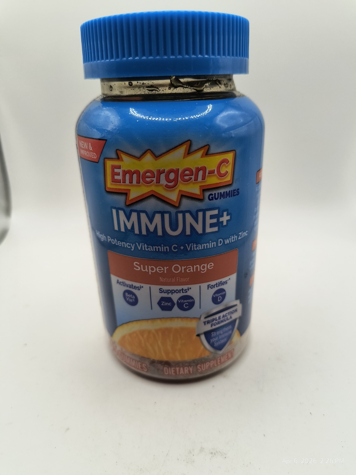 Two Emergen-C Immune Plus with Vitamin D Super Orange Flavor 45 Gummies Ex 07/26
