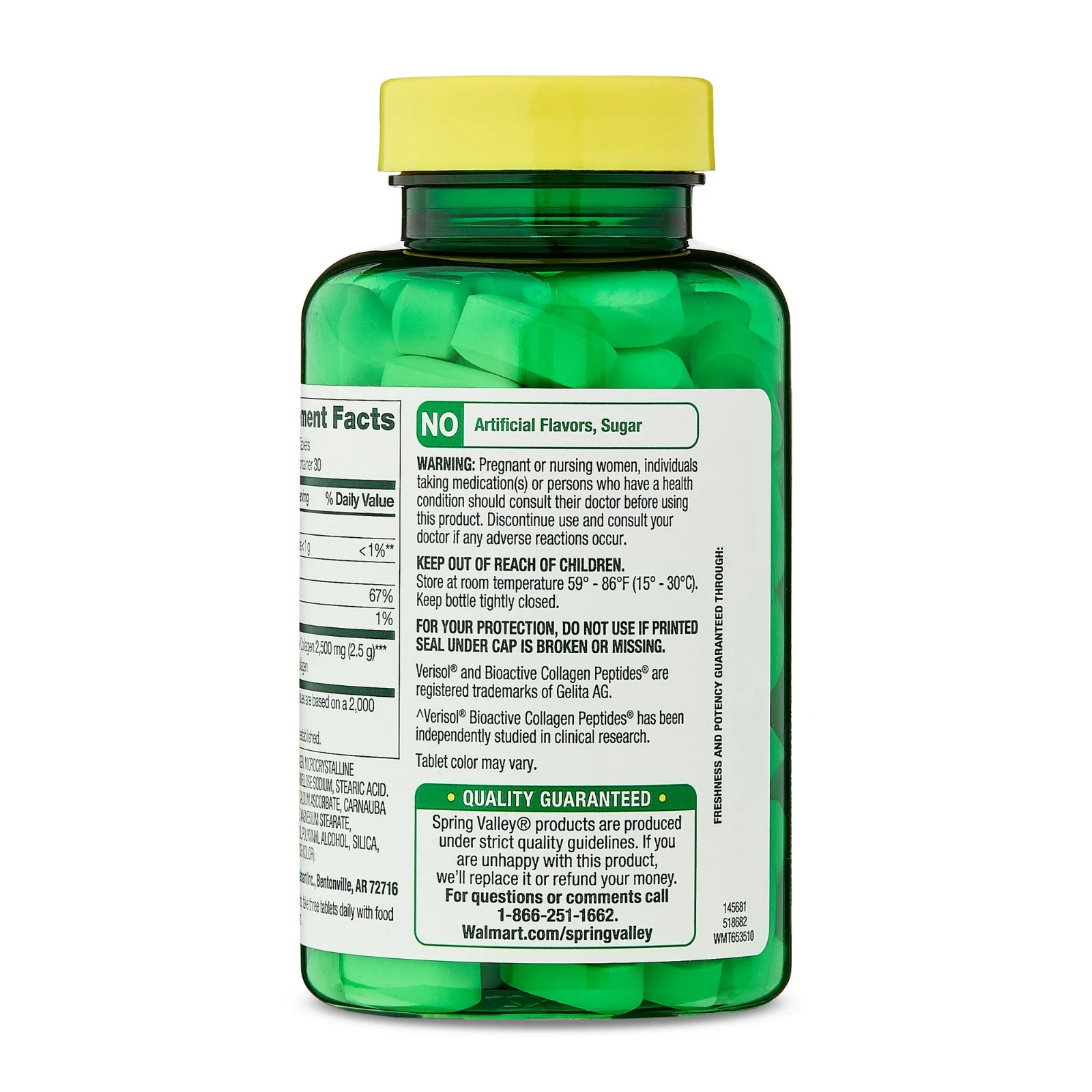 Spring Valley Highly Absorbable Collagen + C Tablets Dietary 2,500 mg, 90 Count