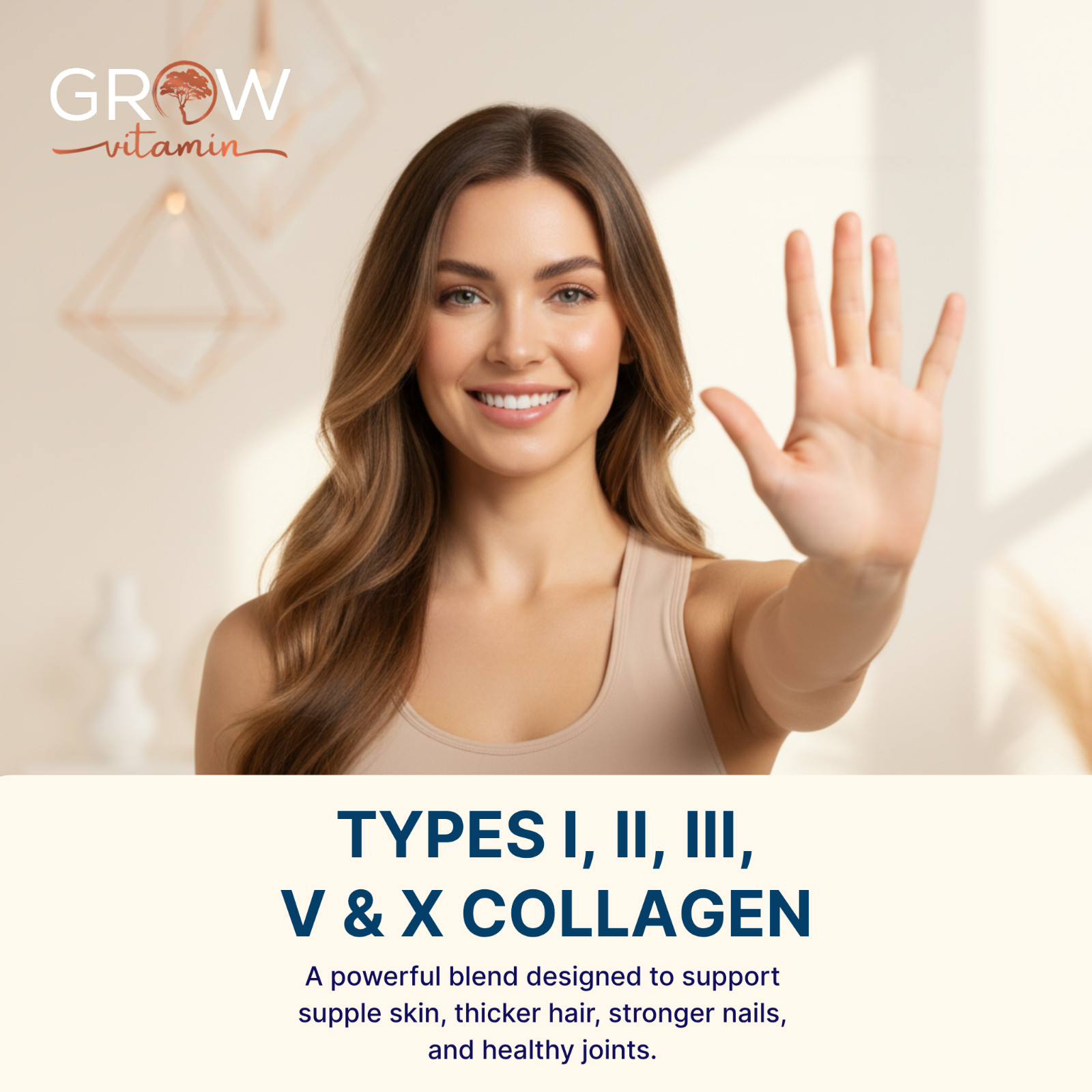 Grow Vitamin Beyond Collagen Multi Collagen Powder for Women – (41 Servings)