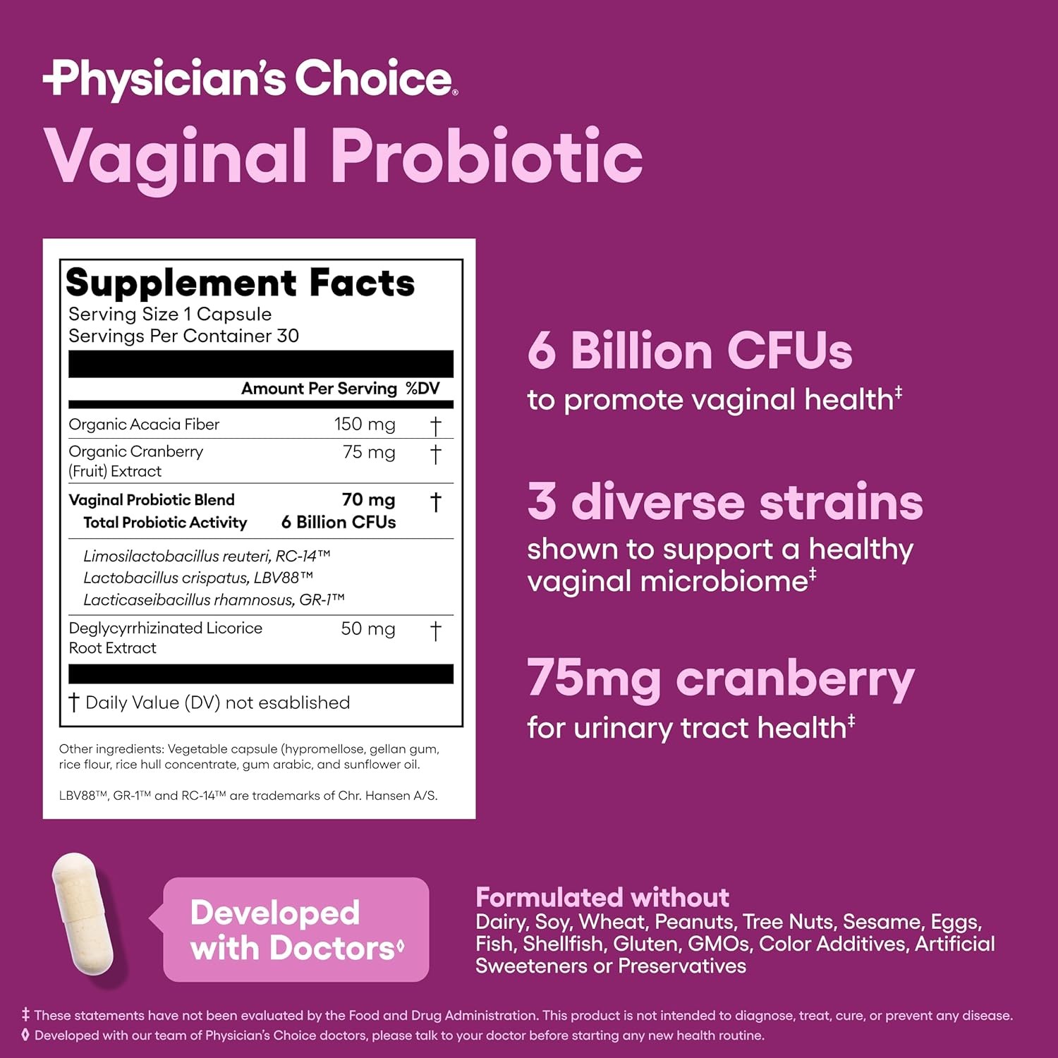 Physician’s Choice Vaginal Probiotic for Women – Vaginal Microbiome Health