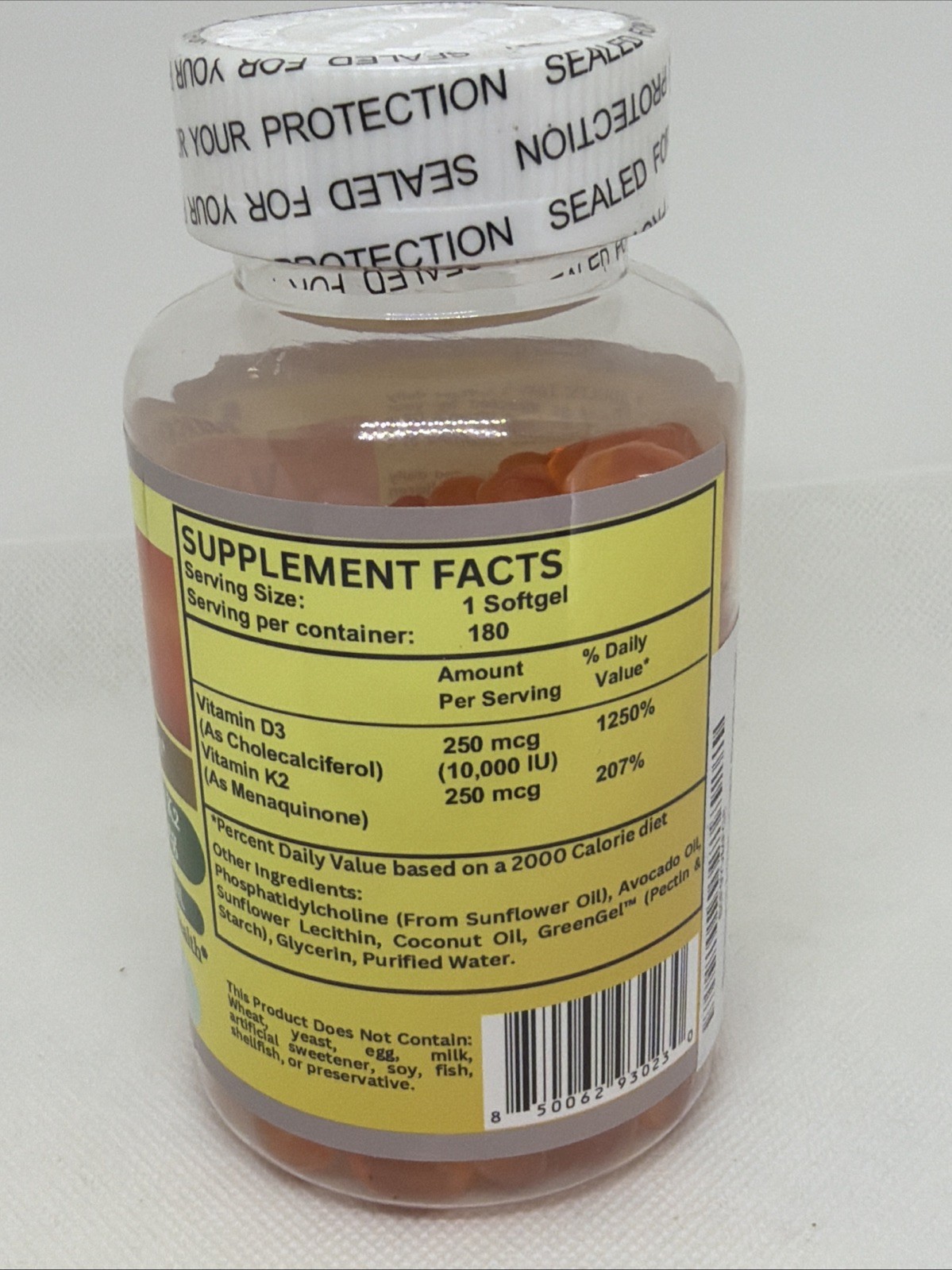 Liposomal Vitamin D3 10,000 IU K2 250 Mcg USA 180 Count 6 Month Supply