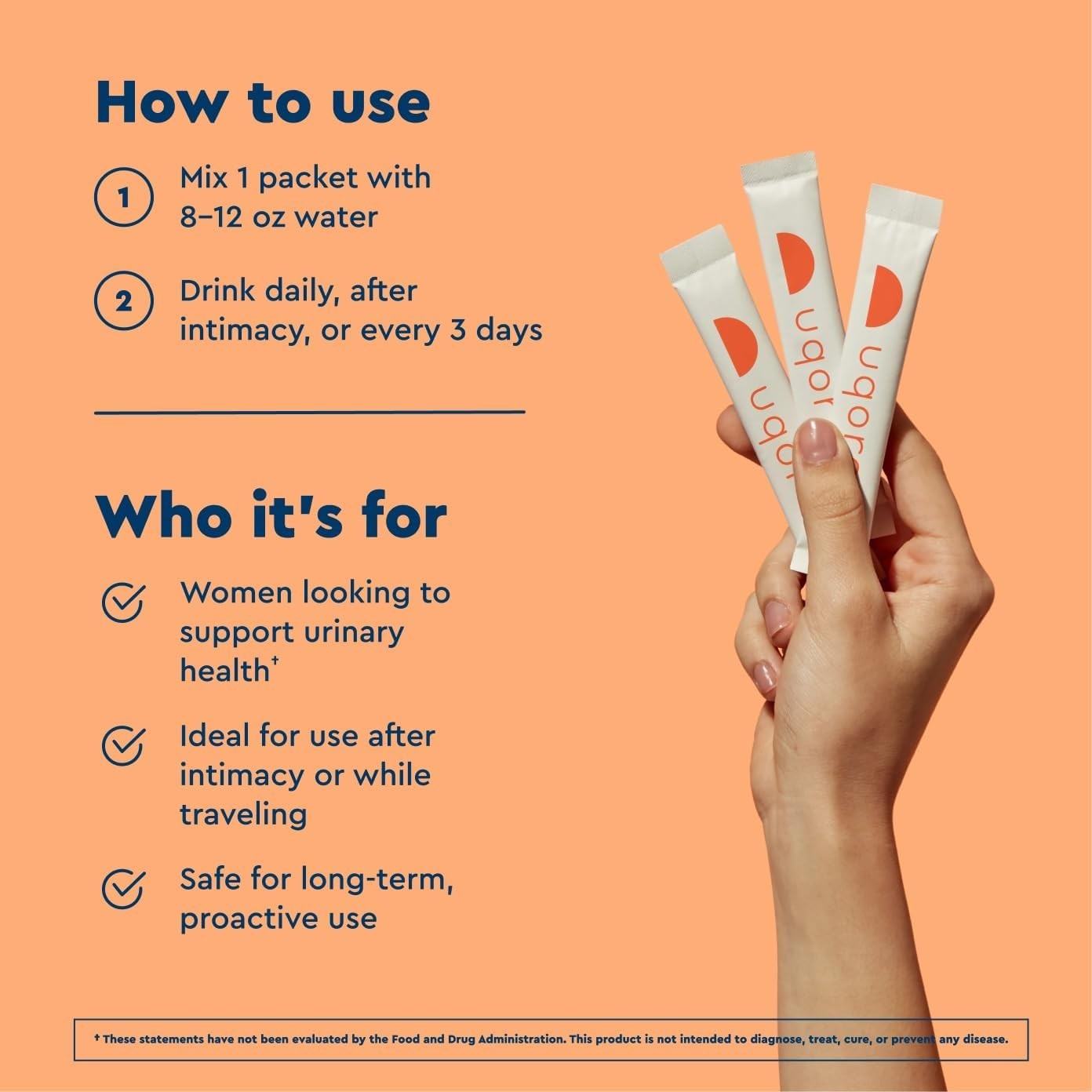 Urinary Tract Support Drink Mix with D-Mannose, Vitamin C – 10 Packets – Flushes