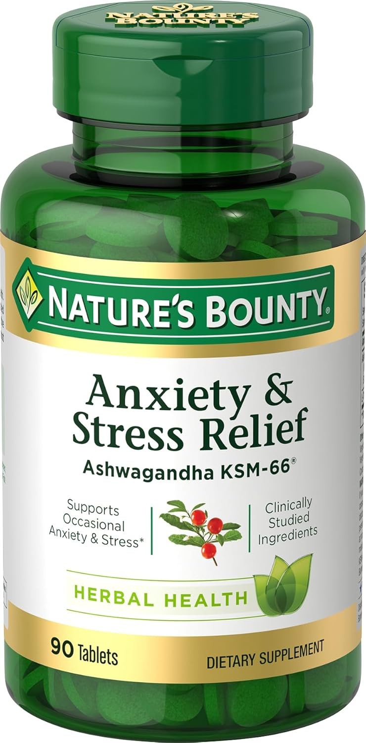 Nature’s Bounty Stress Relief, Ashwagandha KSM-66, 90 Count (Pack of 1)