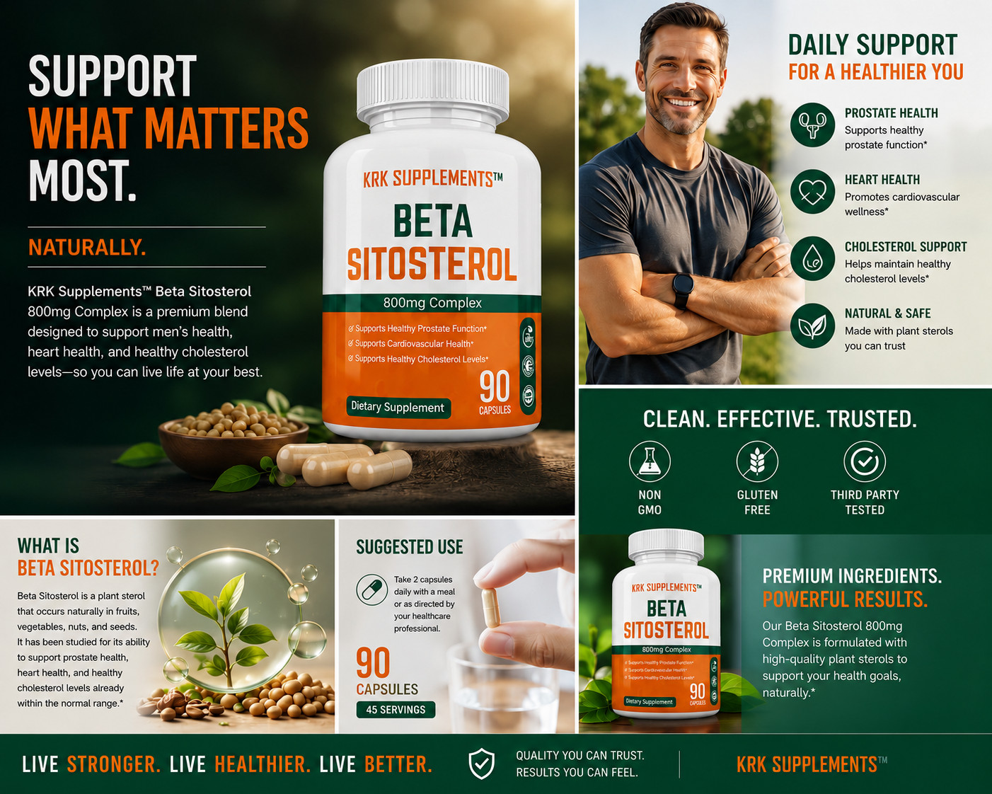 1 pc Beta Sitosterol 800mg Prostate Support Urinary Bladder KRK Supplements