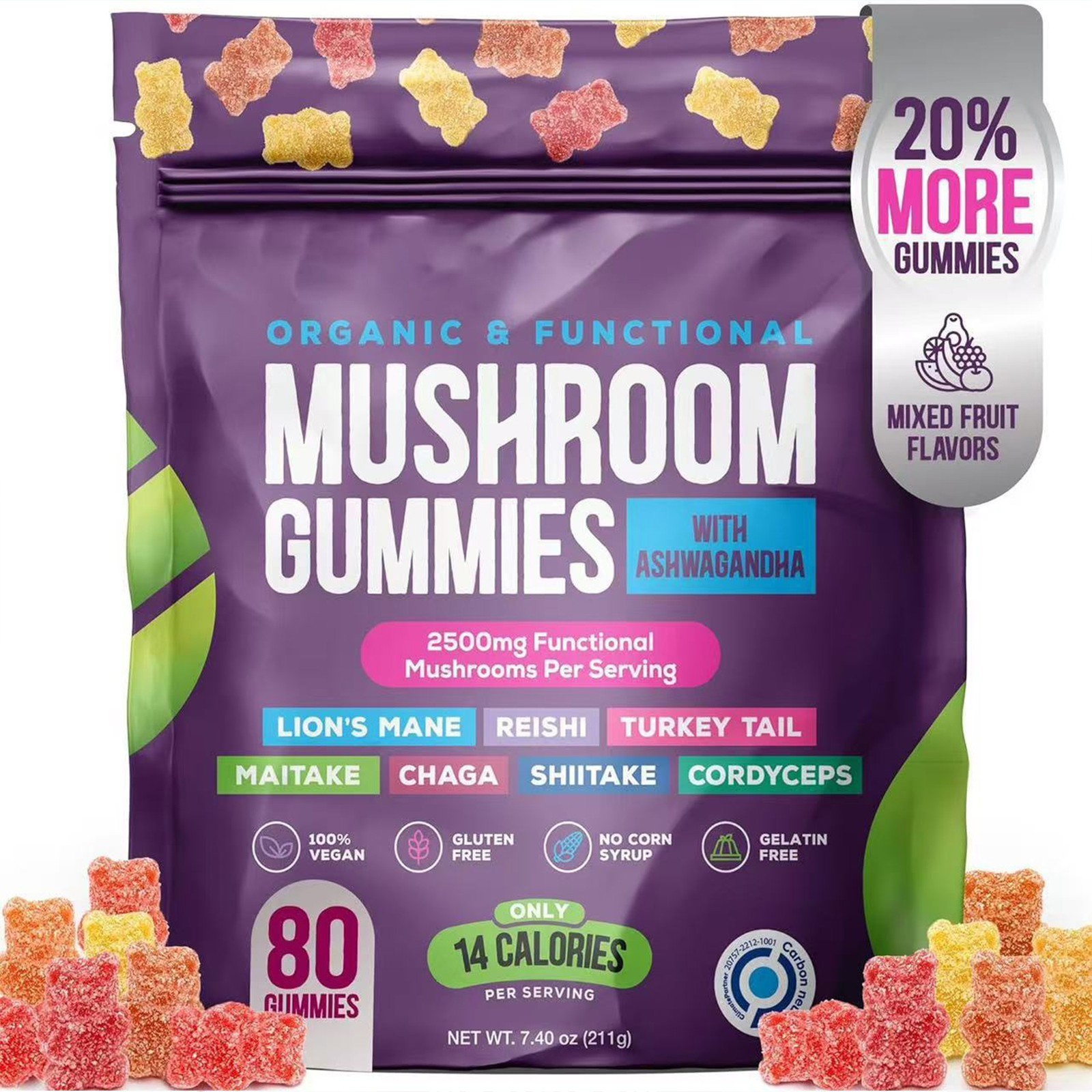 Functional With Gummies-Mushroom Gummies Supplement Mushroom Ashawanduha