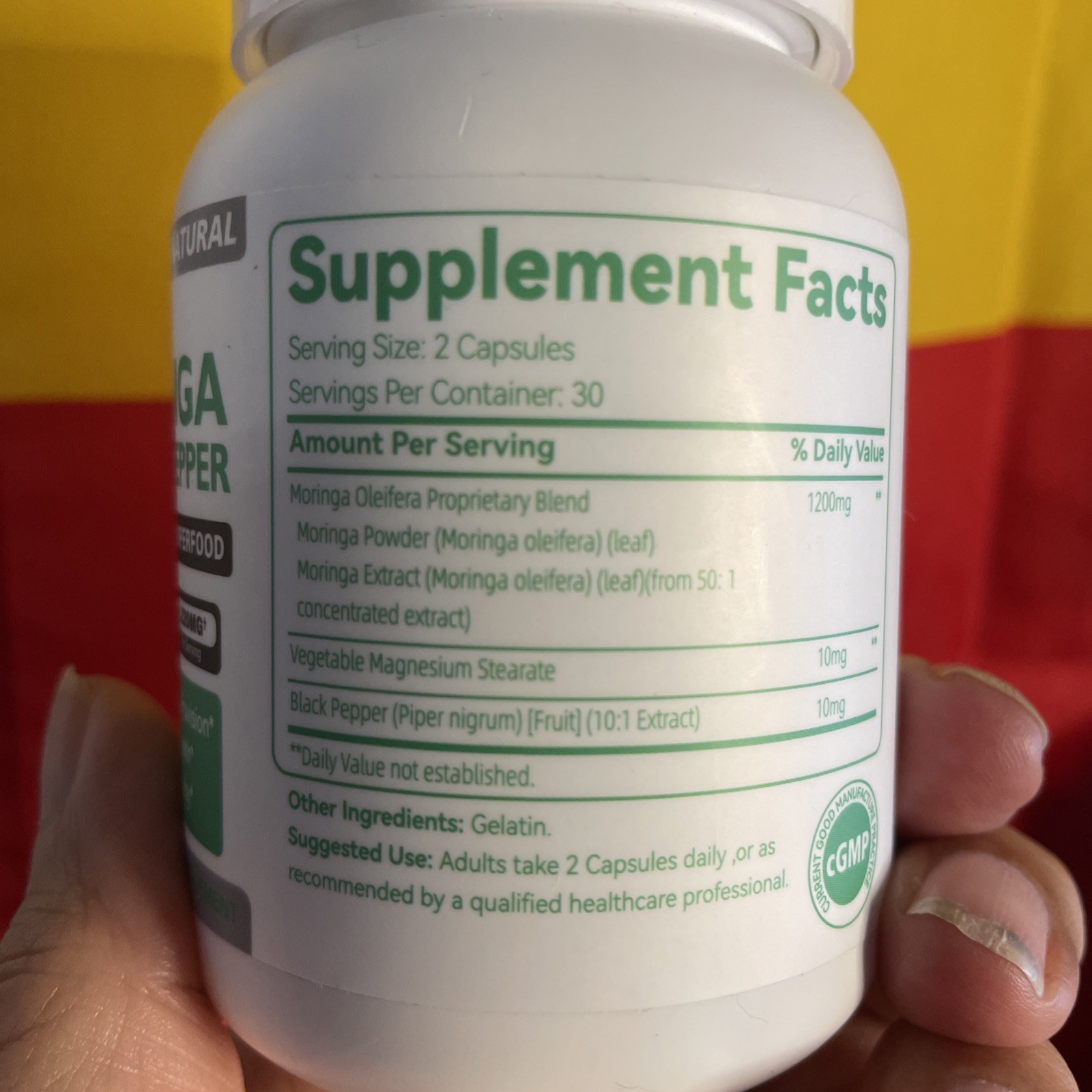 fairy nutri moringa + black pepper green superfood 60 caps exp 10/2028