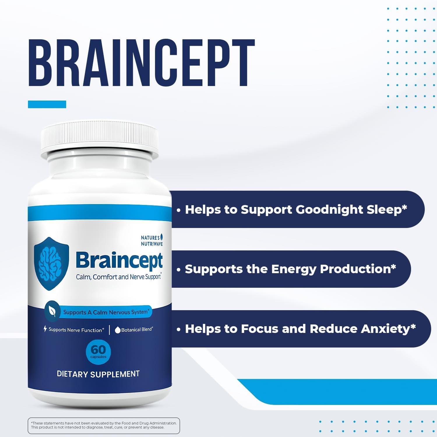 Nature’s NutriWave Braincept – Bacopa, Ginseng & L-Theanine – 60 Vegan Capsules