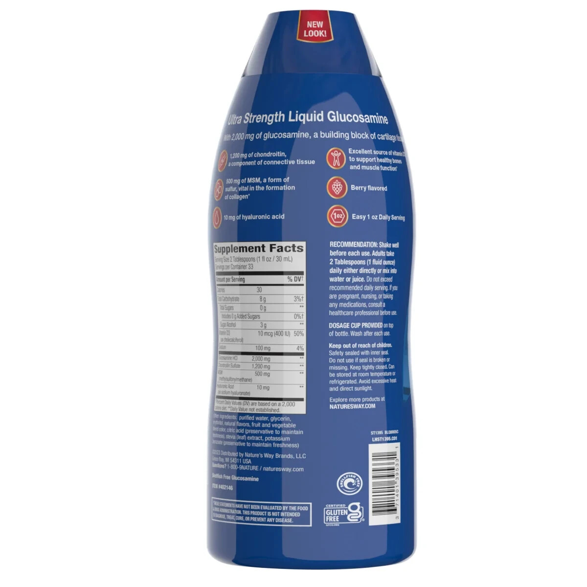 GLUCOSAMINE CHONDROITIN MSM LIQUID SUPPLEMENT NATURE’S WAY JOINT MOVEMENT 33.8oz