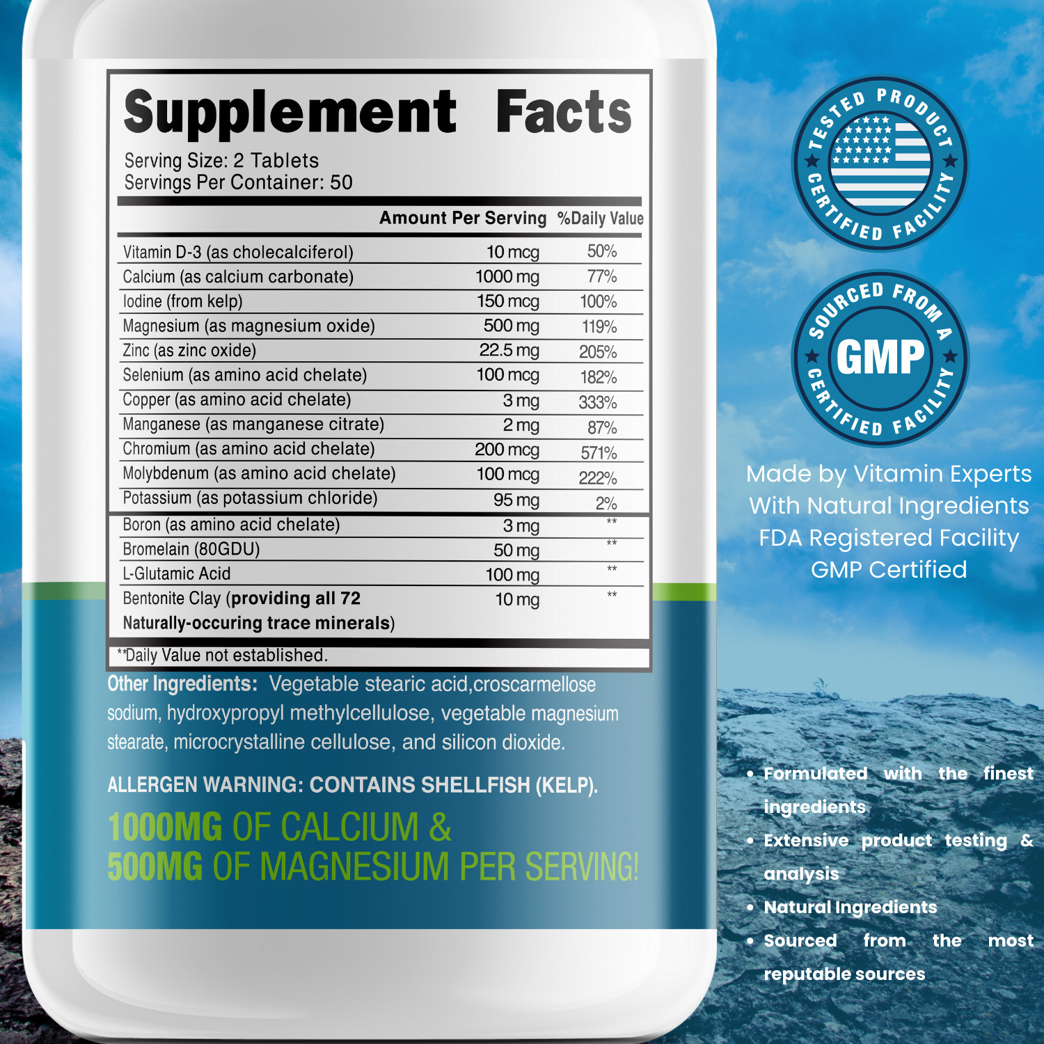 Trace Minerals ( ENHANCED) 100 TABLETS – FAST SHIPPING- Grow Vitamin Berg MadeUS