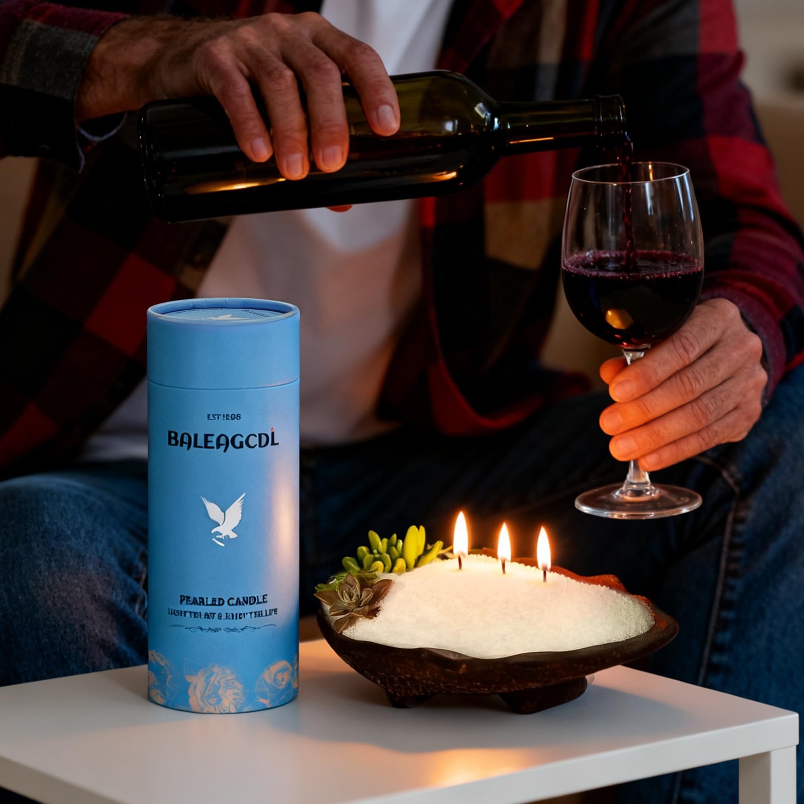 18oz(1.1lb) Sand Wax with 30 Wicks–MANNYCOM Wine Aged White Scented Candle