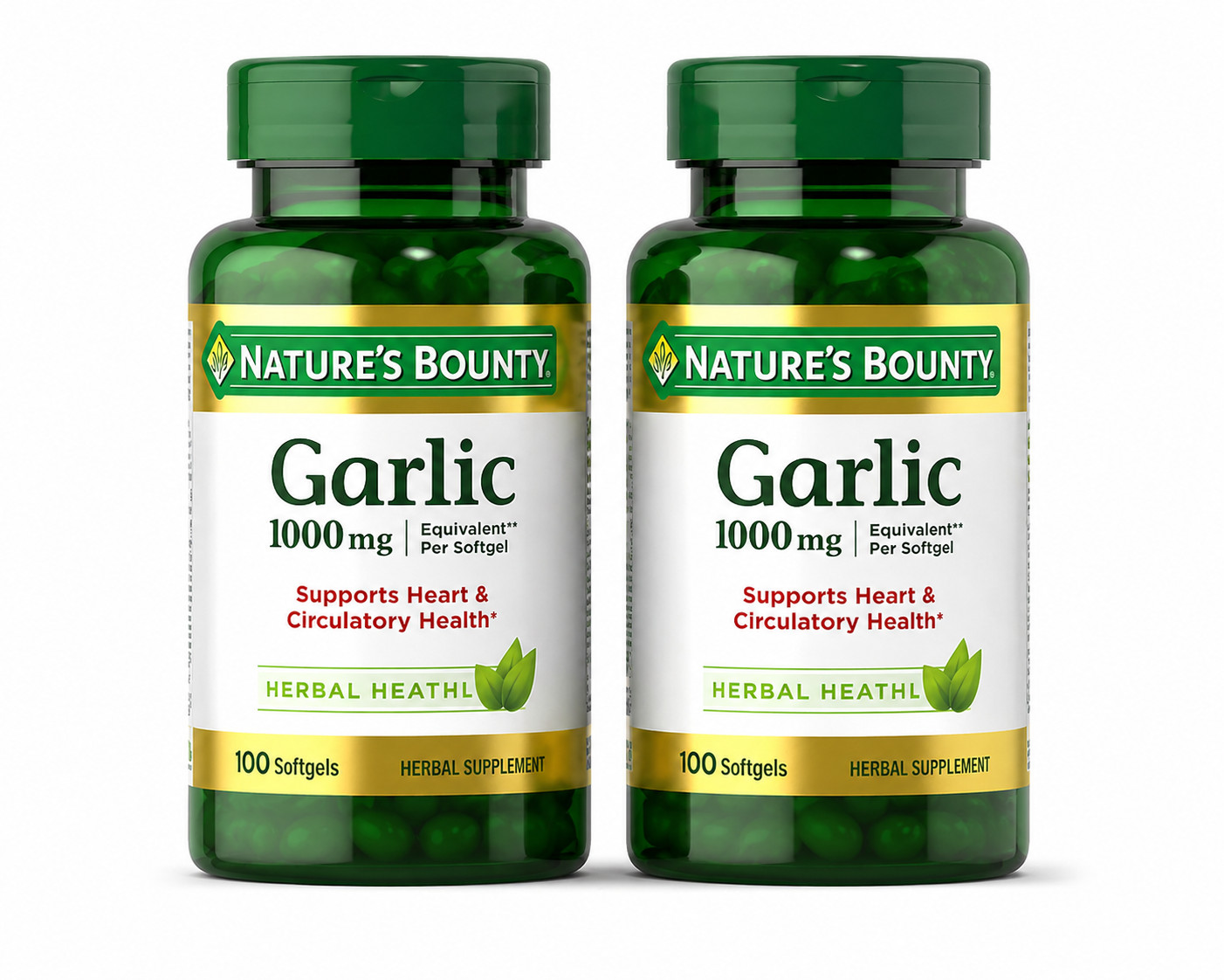 Nature’s Bounty Garlic 1000mg 2 Pack 100 Softgels Heart Circulatory Support