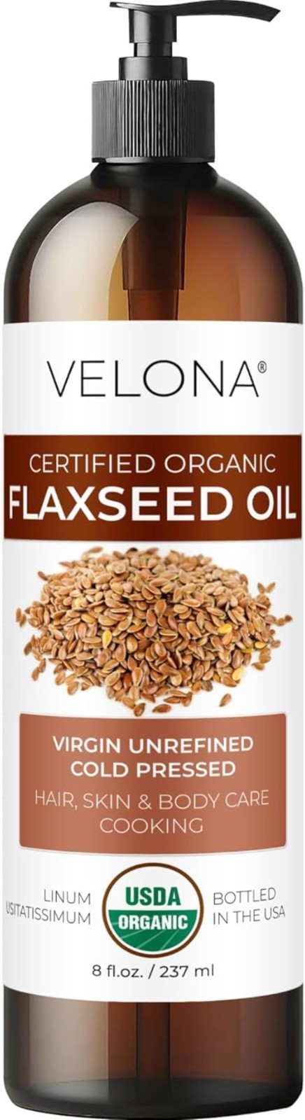 Organic Flaxseed Oil – 8 Fl Oz, USDA Certified Natural Moisturizing Carrier Oil