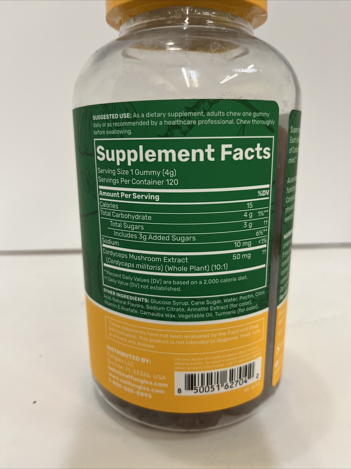 Fungies Cordyceps Mushroom Gummies Energy Support Mango and Pineapple (120 Ct)