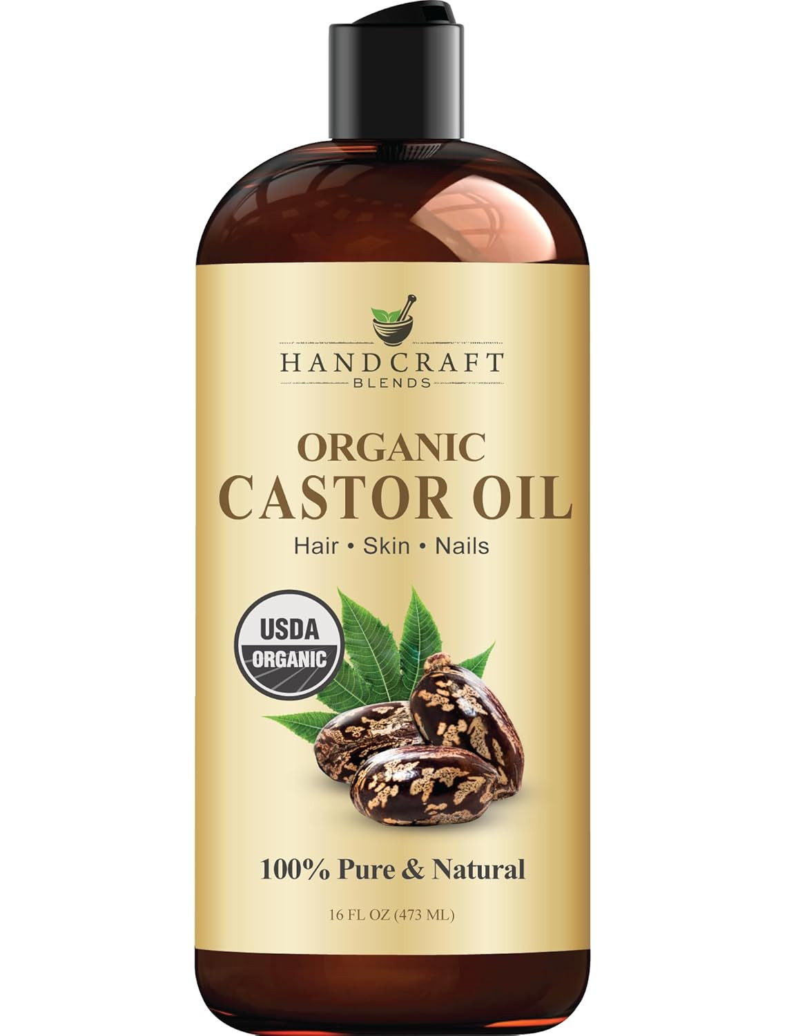 Organic Castor Oil 16 fl oz 100% Pure Natural Carrier Oil Hair Skin Body Hexane