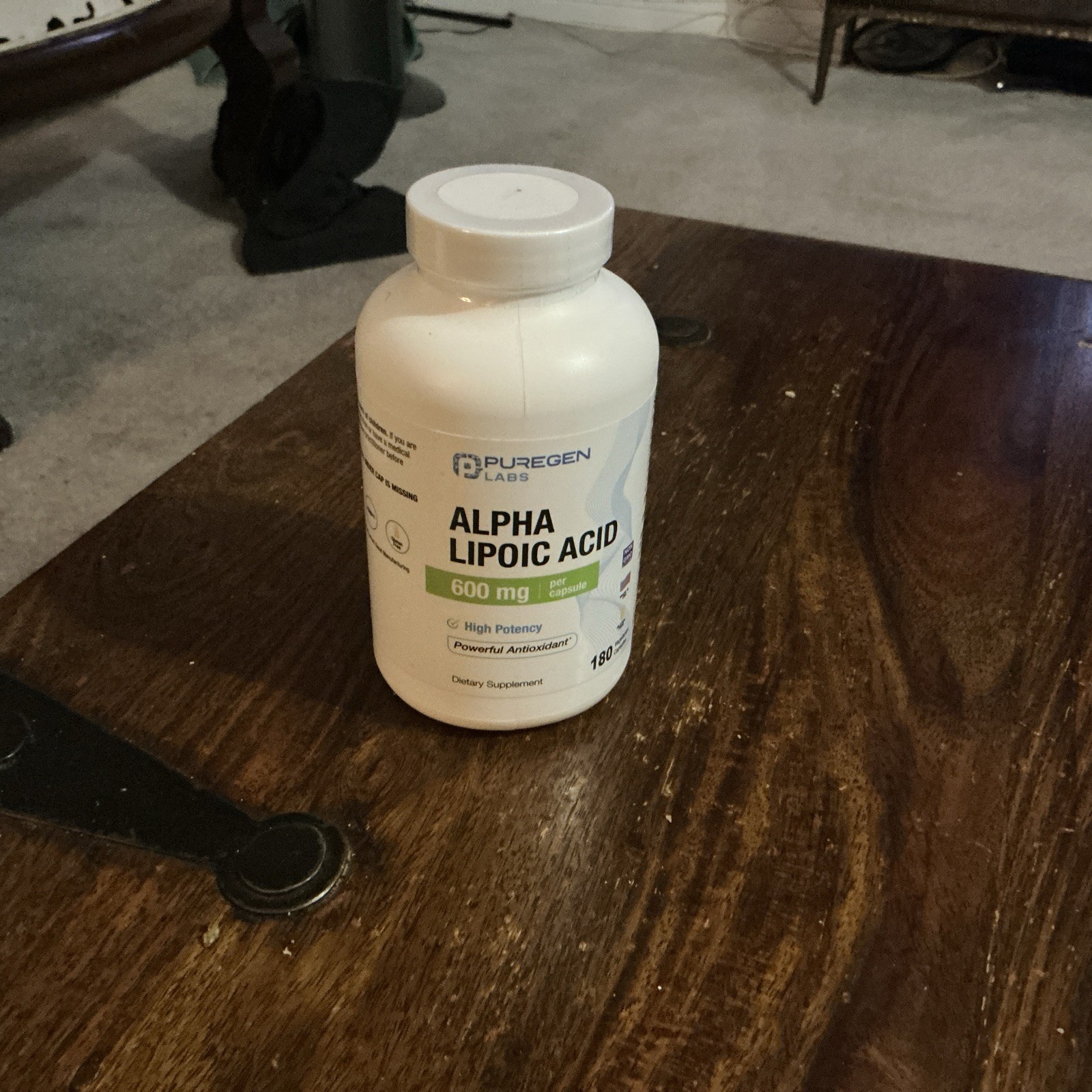 Puregen Labs Alpha Lipoic Acid 600mg High Potency 180 Capsules Exp 6/28
