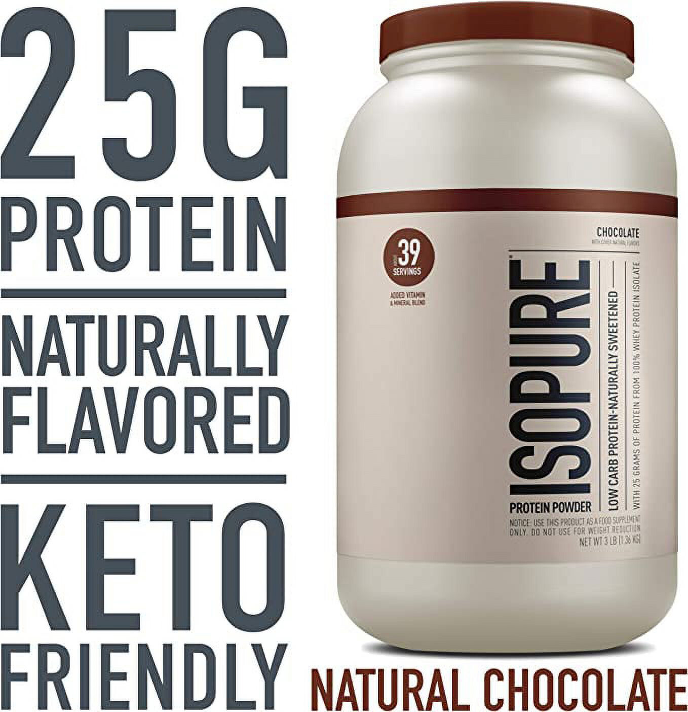 Isopure Protein Powder, Whey Protein Isolate, 25g Protein Dark Chocolate, 3lb