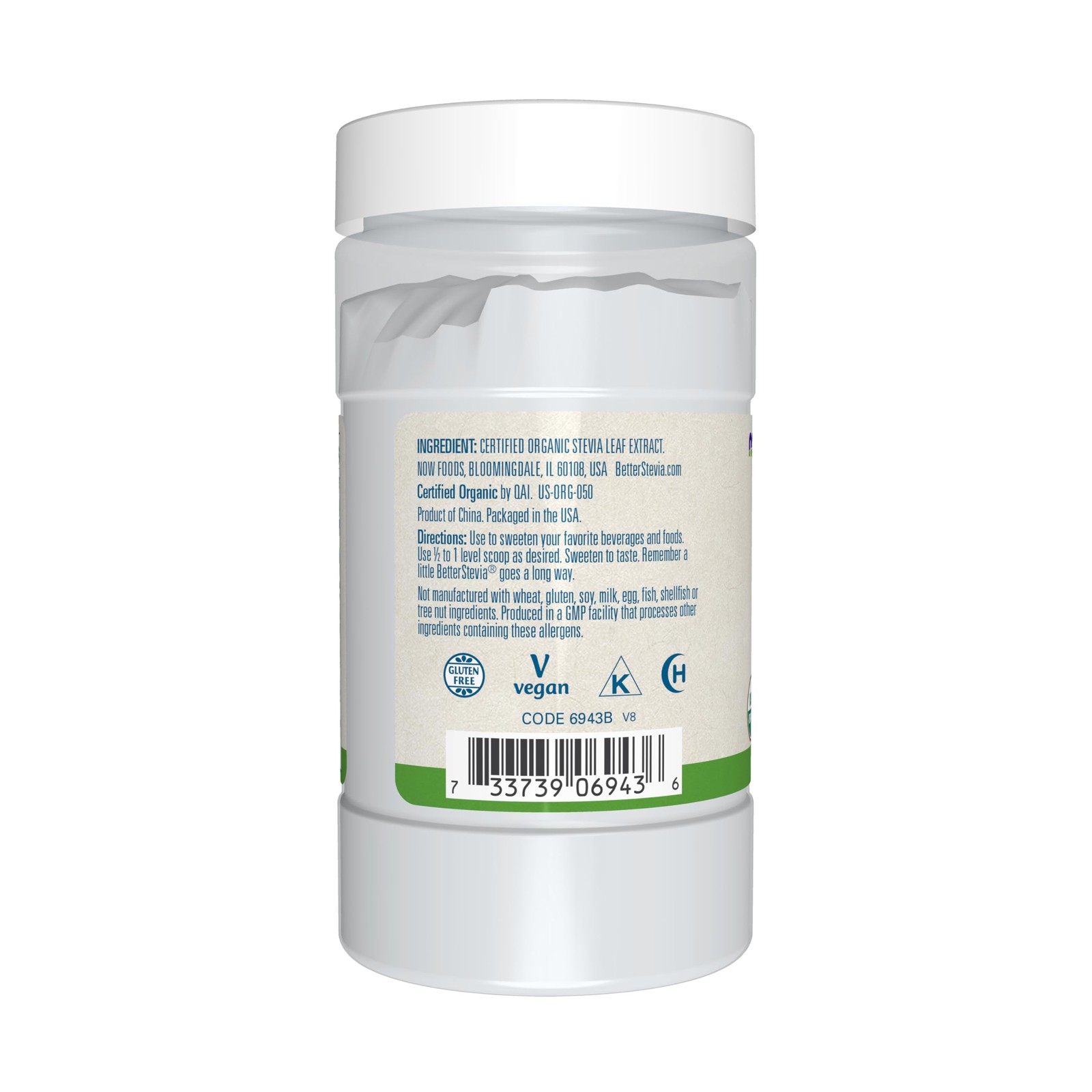 NOW Foods BetterStevia Organic Zero-Calorie 4 Ounce (Pack of 1), Off White