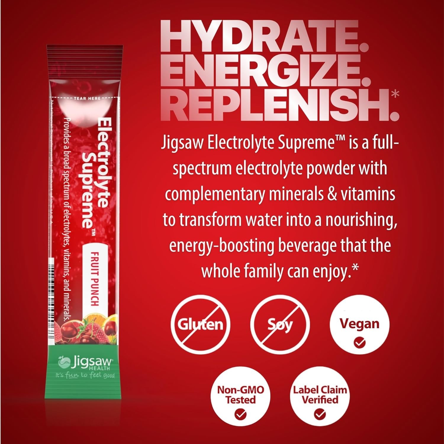 Powerful Energy Boosting Electrolytes – 60 Servings | Gluten-Free Formula