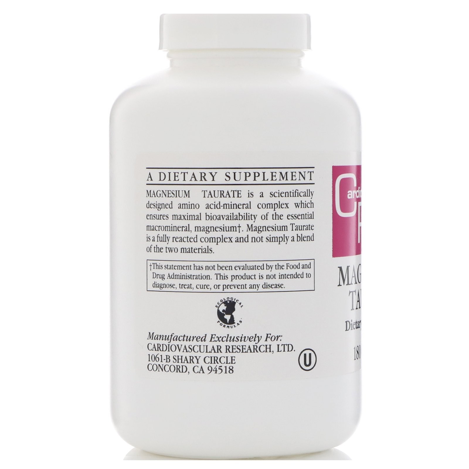 Magnesium Taurate 125 mg – 180 Capsules for Heart Health Support